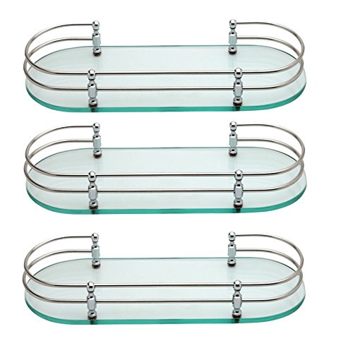 Oval Wall Mount Shelf/Bathroom Shelf/Kitchen Shelf Transparent Glass Chrome Finish Bathroom Shelf Accessories Storage Shelf Pack 3 / Inch (12 X 6) (B09CQBQ7SK) Amazon Price History, Amazon Price Tracker