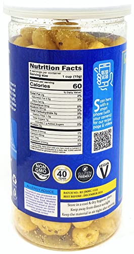 Image of Rani Jumbo Phool Makhana (Fox Nut /Popped Lotus Seed) Mexican Cheese Flavor 2.29oz (65g) Vacuum Sealed, Easy Open Top, Resealable Container ~ Indian Tasty Treats | Vegan | NON-GMO | Indian Origin