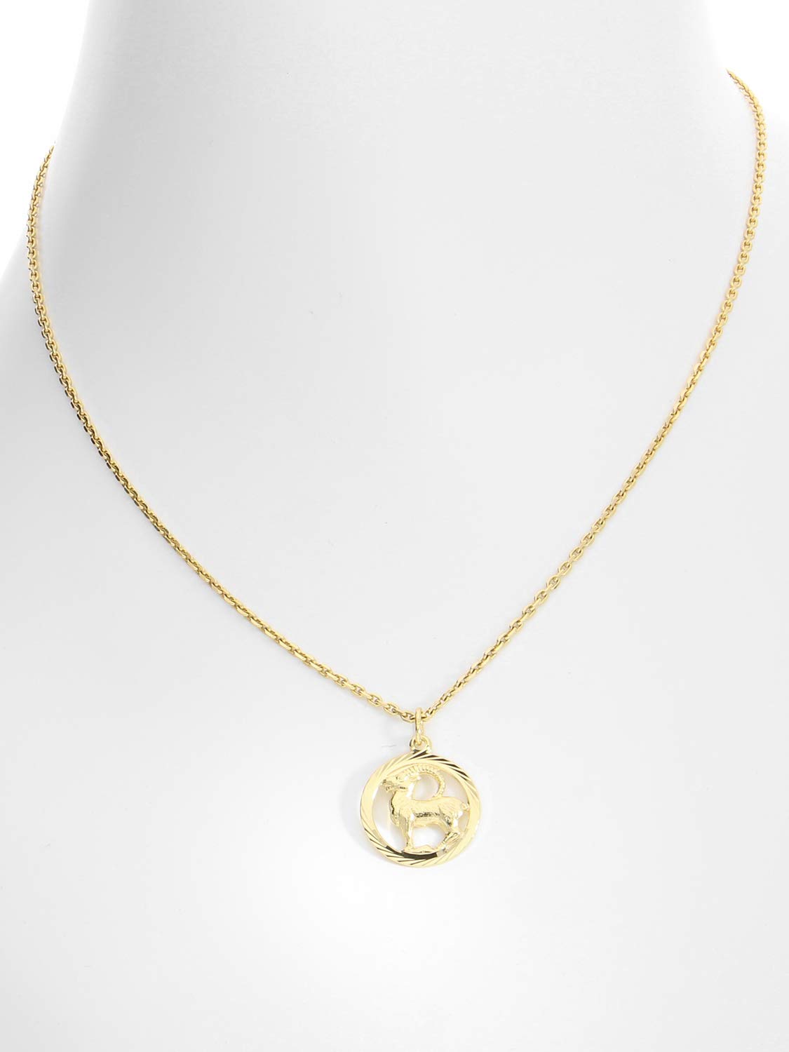 My Gold Damen Herren Kinder Anhänger Sternzeichen (Ohne Kette) Echtes Gelbgold 333 Gold (8 Karat) Ø 15mm Rund Tierkreiszeichen Horoskop Gavno