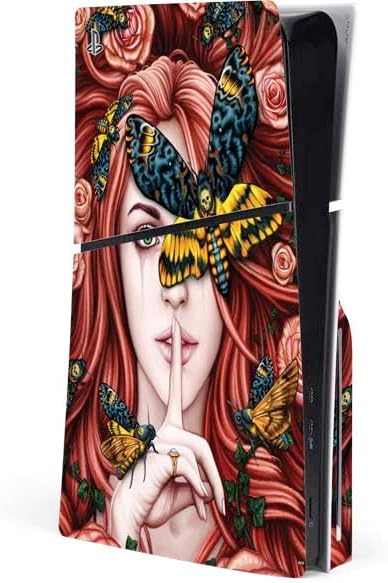 Skinit Decal Gaming Skin Compatible with PS5 Slim Disk Console - Officially Licensed Rainbow Pandas with Butterflies by Sheena Pike Design