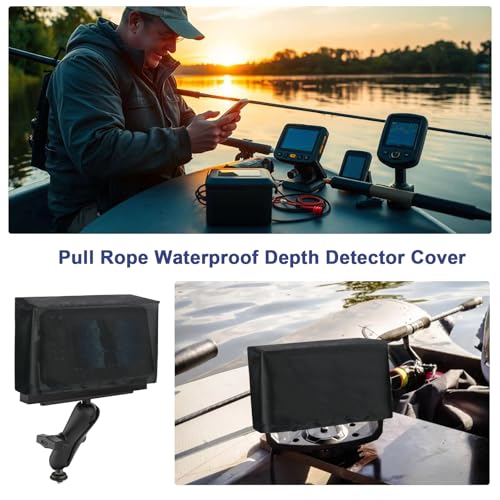 Image of Fish Finder Cover Compatible with Lowrance, Humminbird 7 Inches, Depth Finder Poly Sun Cover for Lowrance Hook Reveal, 210D Oxford Fabric Waterproof Protection Accessories with Drawstring