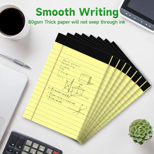 Image of 48 Pack Legal Pads Bulk,5 x 8 Inch Yellow Notepad, Note Pads College Ruled Perforated Memo Pad for Work Study Daily Note Taking List, Lined Writing Pads Memo Refills Notepads for Office Home School