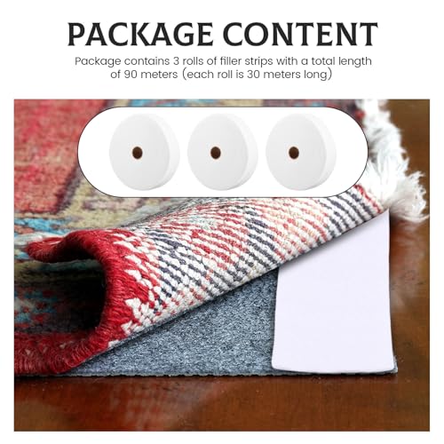 3 Rolls Jelly Roll Batting Strip, Cotton Blend Batting on a Roll, Cotton Batting for Jelly Roll Rugs, Polyester Quilt Batting Roll, Jelly Roll Batting Strip for Jelly Roll Rugs Throw Rugs Braided Rug