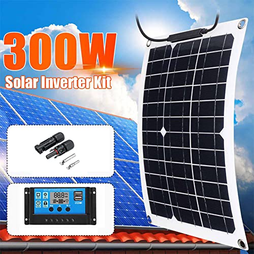 Solar Panels 300W 18V Monocrystalline Solar Panel Rv Off-Grid Kit With 10A-60A Pwm Charge Controller For Camping, Rv, Laptop, Smartphone Charging,With 60A Controller #TOP2
