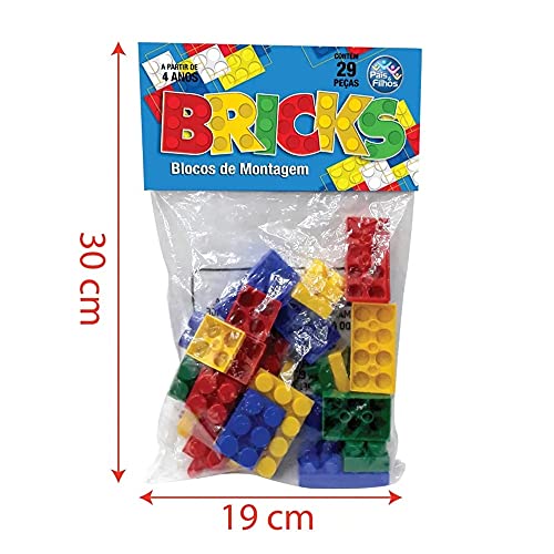 Pais & Filhos Brinquedo para Montar Brinks Blocos de Montagem 29 Peças Pais E Filhos, Vermelho