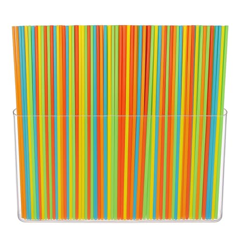 Oncpcare Hängender großer Acryl-Strohhalter für Schrank mit Aufklebern, wiederverwendbarer Strohhalm-Organizer, Aufbewahrungsspender für Küche, Theke, Schrank, Tür, Wand
