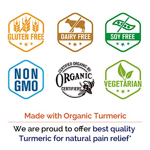 Organic Turmeric Curcumin with BioPerine, 95% Standardized Curcuminoids, 1960mg per Serving, 120 Veggie Caps, Non-GMO,Gluten Dairy & Soy Free, Anti-Inflammatory,Pain Relief & Joint Support