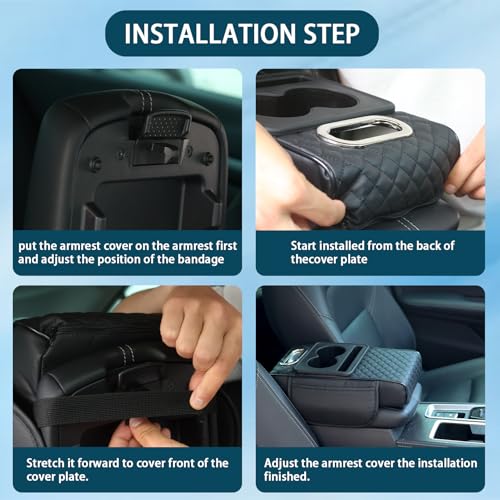NYXXZ 5-in-1 Car Center Console Cover, Car Armrest Cushion with 2 Storage Bags Cup Holder, Tissue Box Slot, Phone Slot, Waterproof Leather arm Rest Protector Cushion, car Accessories (B) - Thumbnail 3