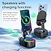 AKLLCCR Wireless Induction Audio Bluetooth Speaker 5in1 Phone Holder Emergency Rechargeable (3000mAh) with Colorful Ambient Light 300° Foldable for Tablet iPhone Android, Gifts for Men Women (Black)