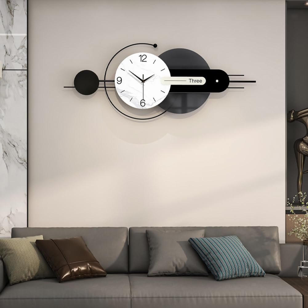 Modern Große Wanduhr Kreativer Minimalistisch Stil Dekorative Wanduhren Leise ohne tickgeräusche Metallrahmen Quarzuhr Leichte Luxus Mode Dekoration für Wohnzimmer Schlafzimmer Büro Küche, 100*39 cm