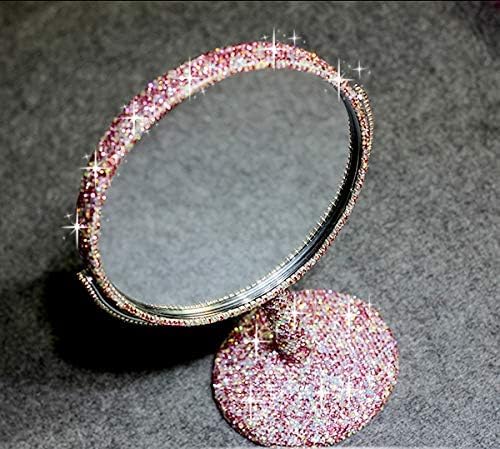 Espejo de Maquillaje Bling con Pedrería, Giratorio 360°, Rosa miniatura 5