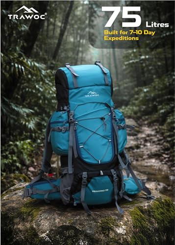 TRAWOC Peakpro 75L Blue Hiking Backpack SHAMROCK - Image 7