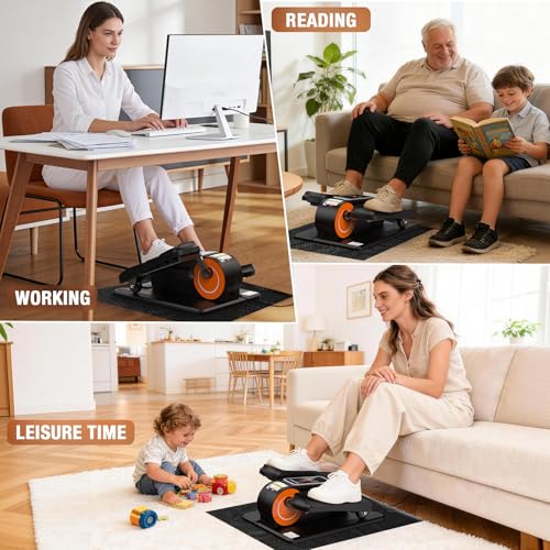 Image of Under Desk Elliptical Machine, Electric Elliptical Leg Exerciser for Senior, Quiet and Compact Electric Seated Pedal Exerciser for Home with Monitor, Remote Control and 12 Adjustable Speeds