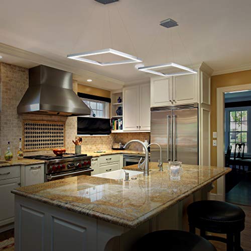 Vonn Vmc31620Al Atria 20" Led Chandelier, Adjustable Suspension Fixture, Modern Square Chandelier Lighting In Silver #TOP2