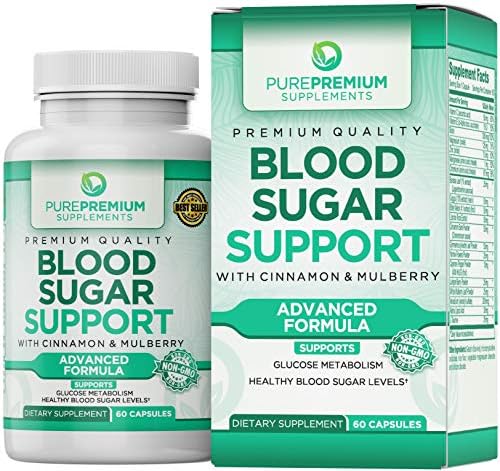 Premium Blood Sugar Support Supplement by PurePremium (Non-GMO) Support Glucose Metabolism and Cardiovascular Health