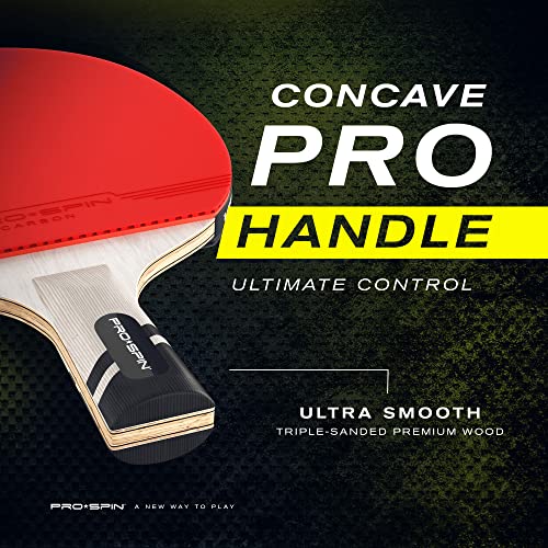 Pro-Spin Ping Pong Paddle With Carbon Fiber | Elite Series 7-Ply Blade, Premium Rubber, 2.0Mm Sponge & Rubber Protector Case | Choice Of Classic Shakehand Or Penhold Grip Table Tennis Racket #TOP2
