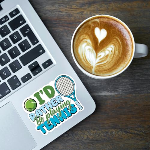 Image of Tennis Sport Sticker 8 Pcs (Large Size) Vinyl Stickers Laptop Waterproof Decal for Car Bumper Water Bottle Notebook Luggage Window Party Birthday Decorations - Size 4 Inches