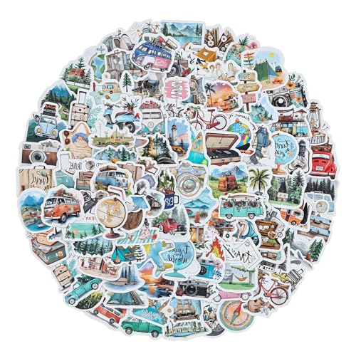 DOPENSPI Lot de 100 autocollants imperméables pour transport d'appareil photo, valise, scrapbooking, ordinateur portable, bouteilles d'eau, bagages, journal