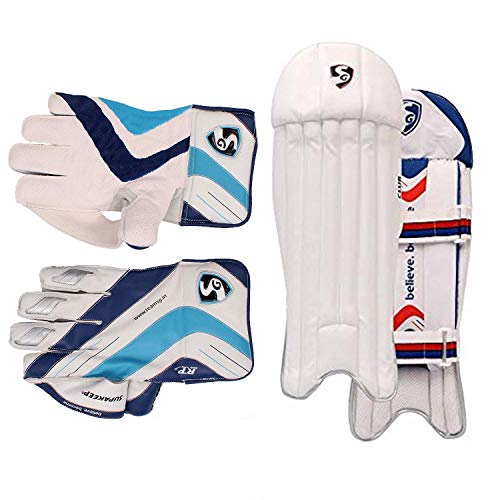 SG Cricket Wicket Keeping LEGGUARD- Men + Cricket Wicket Keeping Gloves- Men Size
