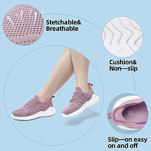 Image of PPQ Womens Slip On Walking Shoes,Memory Foam Lightweight Comfort Casual Workout Shoes,Yoga Or Tennis Or Running Sneakers