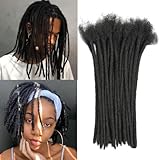 Human Hair Loc Extensions 6 Inch 30 Str Dreadlock Extension Human Hair 100% FUll Handmade Human Hair Dread Extension for Man/Woman/Kids Human Hair Locs Can be Curly and Dyed(0.8cm)