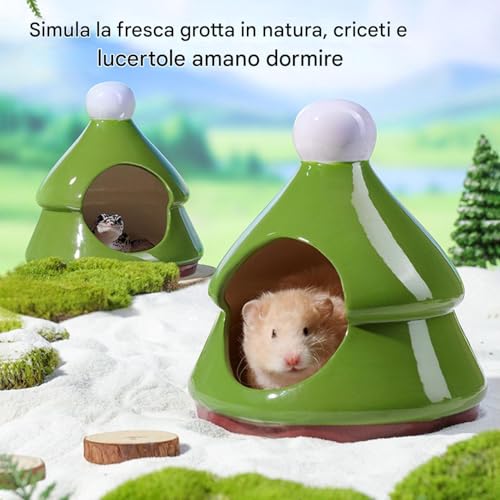 Refugio de cerámica para hámsters enanos con diseño de pino estable 5