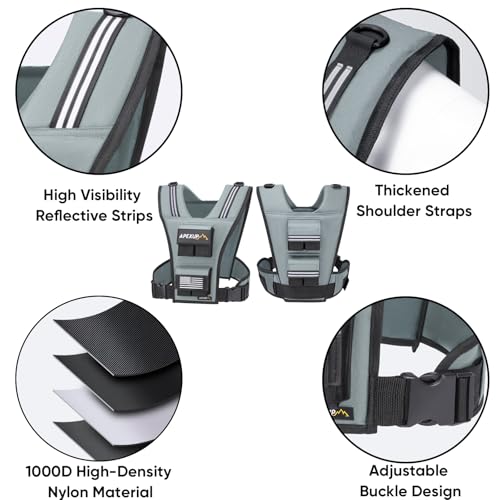Image of APEXUP Adjustable Weighted Vest Men 20lbs /30lbs /40lbs Weights with Reflective Stripe, Weight Vest Woman Workout Vest for Strength Training Running Walking