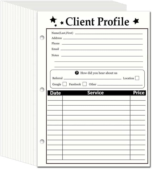 Client Profile Cards, 100 Sheets, 5.5" x 8.5", White