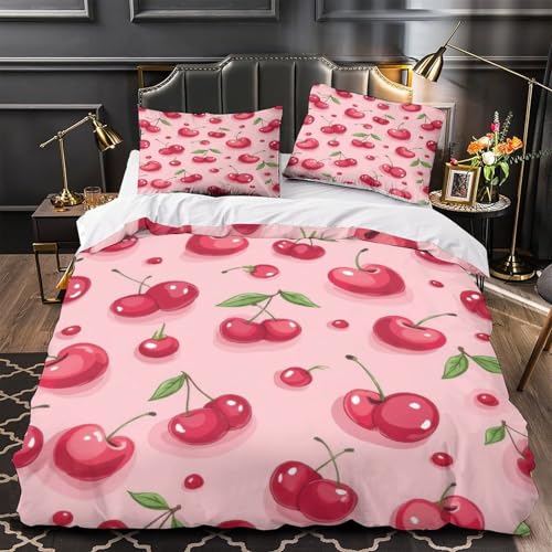 Parure de lit cerise pour décoration de chambre d'ado style fruité - 4
