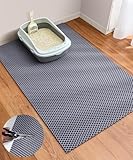Cooyes Cat Litter Mat - Cut to Fit Any Place, 35'x23' Large Litter Trapping Mat for Litter Box, Easy to Clean, Waterproof & Non-Slip Kitty Pad, Scatter Control to Protect The Floor (Grey)