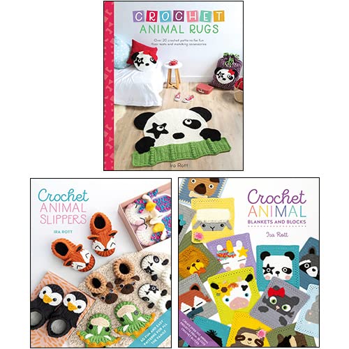 Ira Rott 3 Books Collection Set (Crochet Animal Rugs, Crochet Animal
