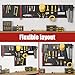 7S garage 4 Pack Metal Pegboard Panels with 50 Hooks, Black Pegboard Wall Organizer, Pegboard Accessories, Heavy Duty Garage Tool Storage System for Workbench, Workshop, Office, Craft Room