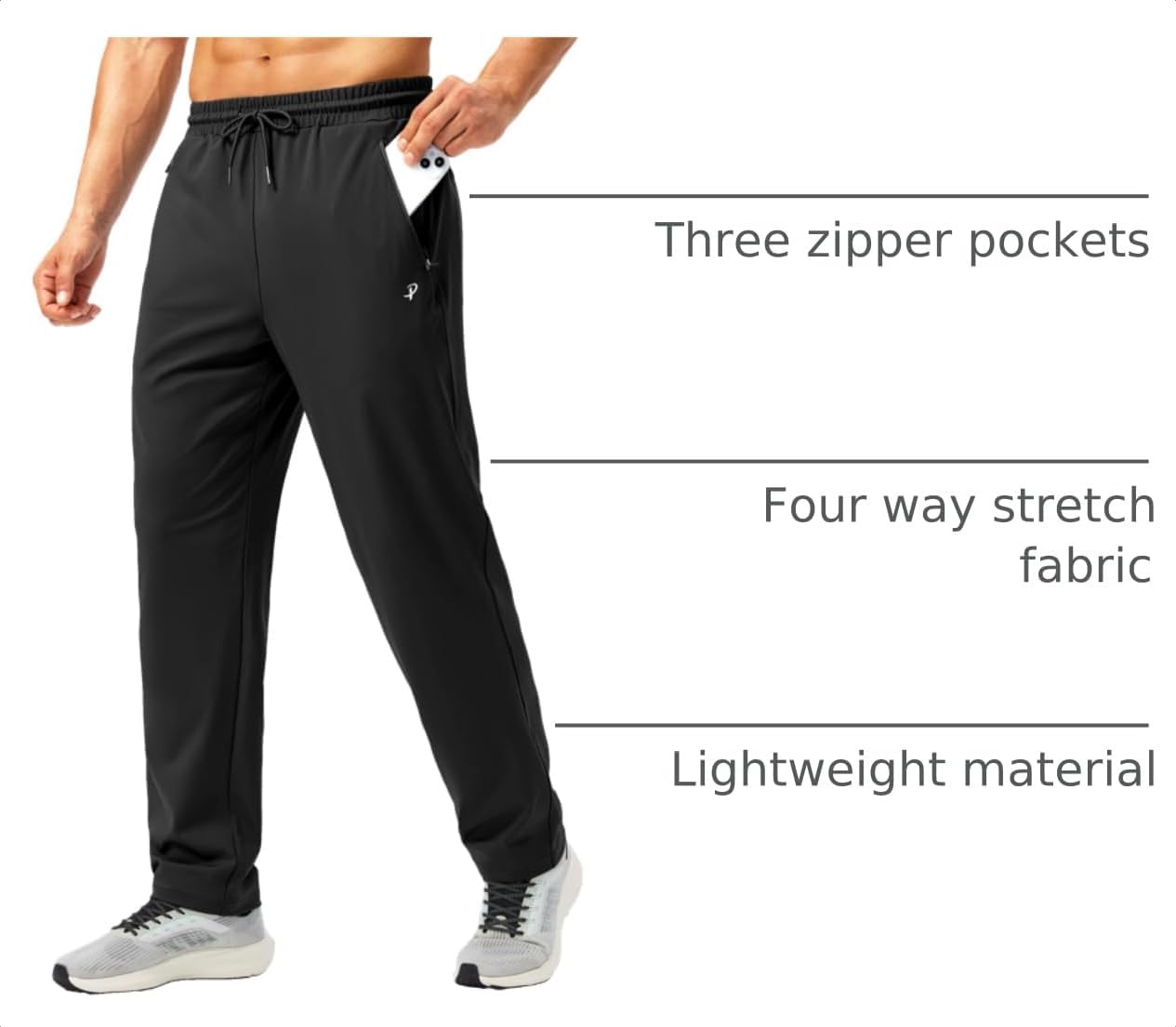 Pudolla Men's Sweatpants Workout Athletic Pants with Zipper Pockets