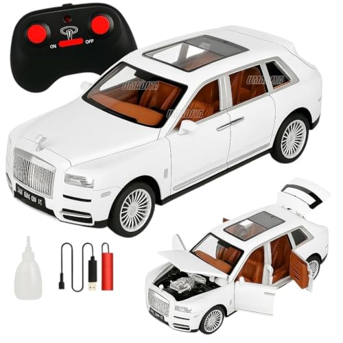 Image of Royals hub 1:22 Scale Rolls-Royce Cullinan Model Car with Smoke Fog & High Speed 7 Functions Metal Rechargeable Remote Control Car with Openable Doors, Spray Effect & Light for Kids Multi-Color