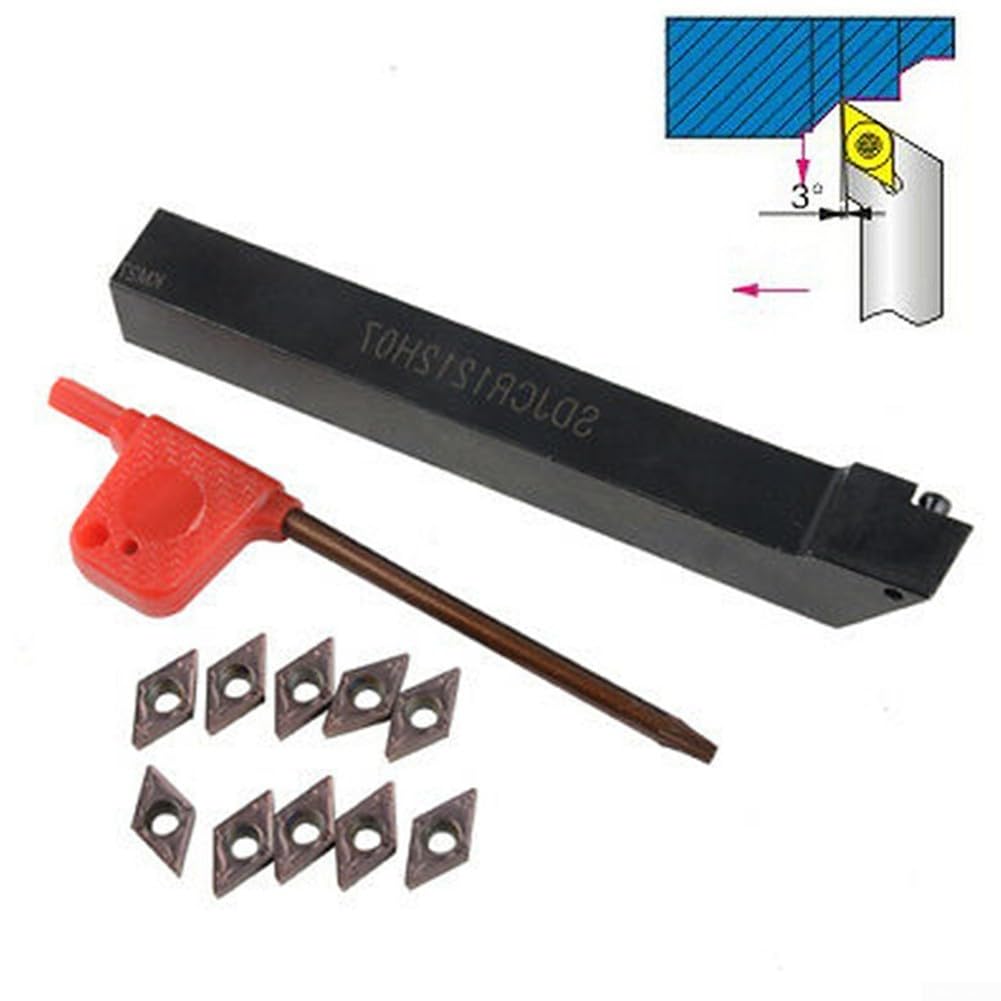 SDJCR1212H07 Barre d'alésage avec inserts en carbure DCMT0702 Outils de tournage avec boîte de rangement Inserts de fraisage indexables Outil de coupe de lame pour usinage de précision