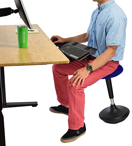 Image of WOBBLE STOOL Standing Desk Balance Chair for Active Sitting. Tall ergonomic adjustable height swiveling leaning perch perching ergonomic sit stand high computer chair swivels 360 for adults kids