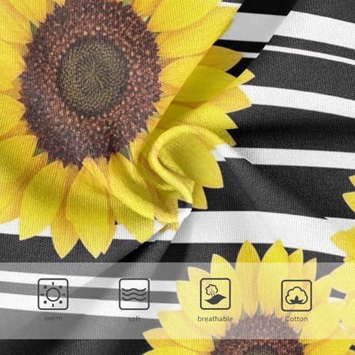 Yellow Sunflowers Black White Stripes Toddler Girls Panties, Cotton Girls Underwear, 2T–8 Years3