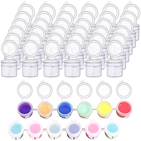 YGAOHF 36 Pcs Empty Paint Pots, Large empty Paint Pots with Lids, Easy Open Acrylic Paint Container Paint Strips for Kids Classroom School Painting Art Supplies Cover