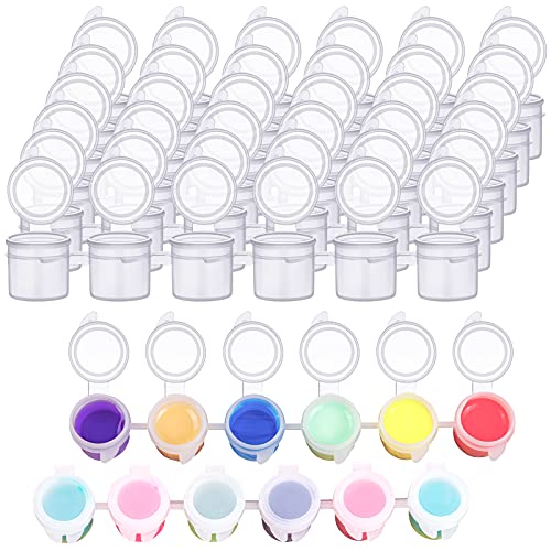 YGAOHF 36 Pcs Empty Paint Pots Small Paint Containers with Lids Easy Open Acrylic Paint Cups with Lid Paint Strips for Kids Classroom School Painting Art Supplies
