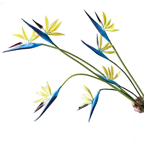 8 Pack 21-1/2 Inch Artificial Flowers Bird of Paradise,Green Plant for Home Garden Decoration Office Verandah Wedding Decorations (Ocean Blue)