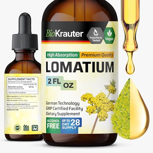 BIO KRAUTER Lomatium for Respiratory & Immune Support - Vegan Lomatium Root Extract 620 mg per Serving for Daily Wellness 2 Fl.Oz. 28-Day Supply Alcohol & Sugar Free Immune Support Supplement