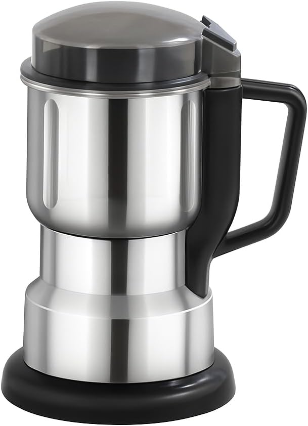 Electric Grain Mill Grinder, 300W, Stainless Steel, 450g/600g Capacity, Multi-Function for Coffee Beans, Spices, Herbs (Eight-blade knife +5 sets of knives, 600L)