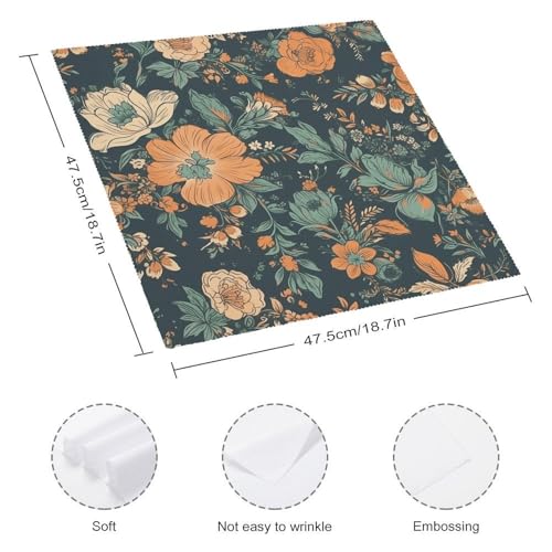 Servilletas de Tela Decorativas Flores Naranja y Verde 4 Pcs miniatura 2
