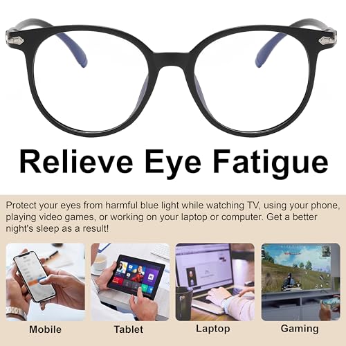 Image of OWL Round Blue Light Blocking Fake Eyeglasses for Women Men - Lightweight Frame, Anti UV400 Rays Protection Eyewear - 2 Pack