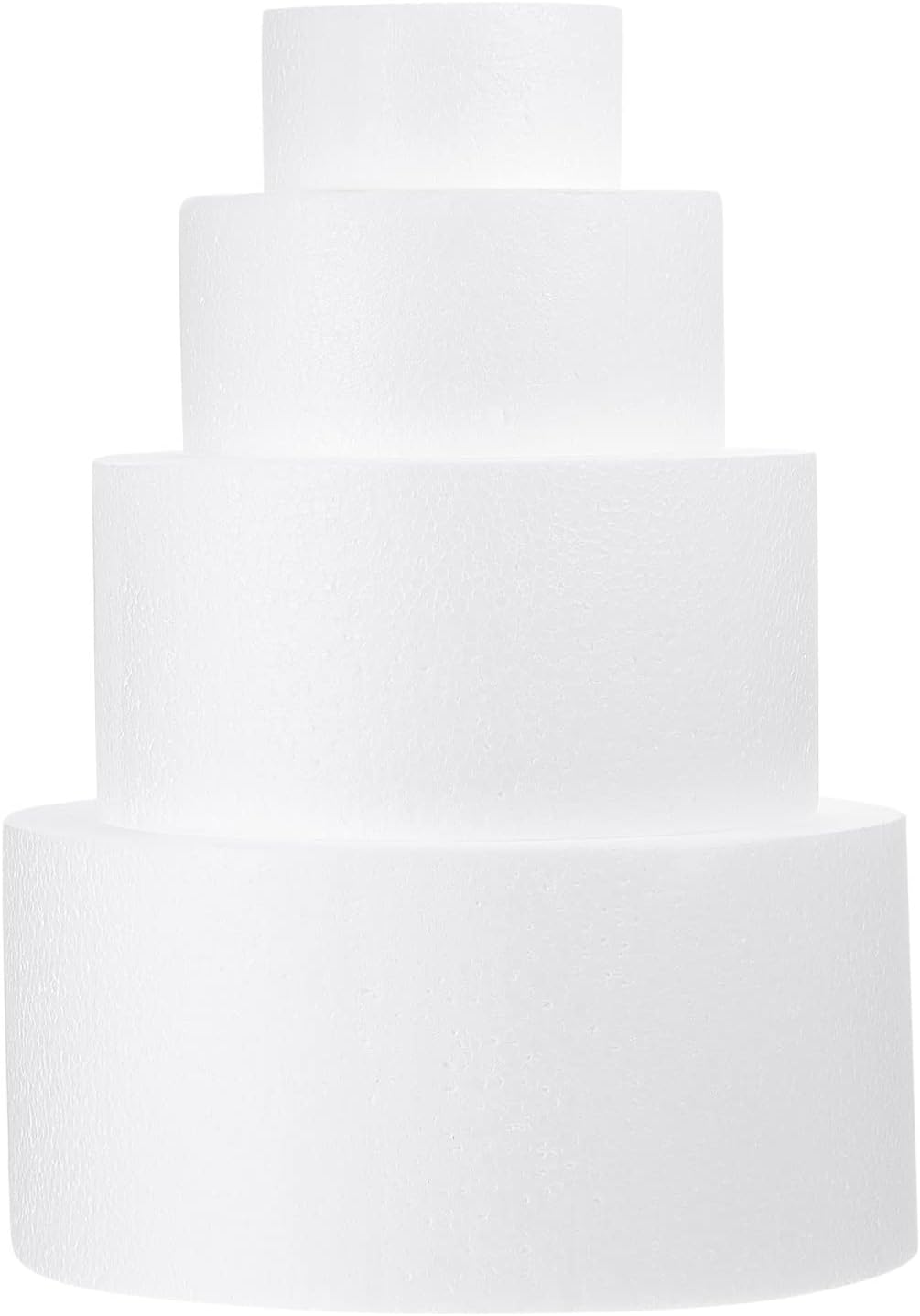 DOITOOL Round Foam Cake Dummy Set, 4 Tiers Dummy Cakes for Decorating, Perfect For