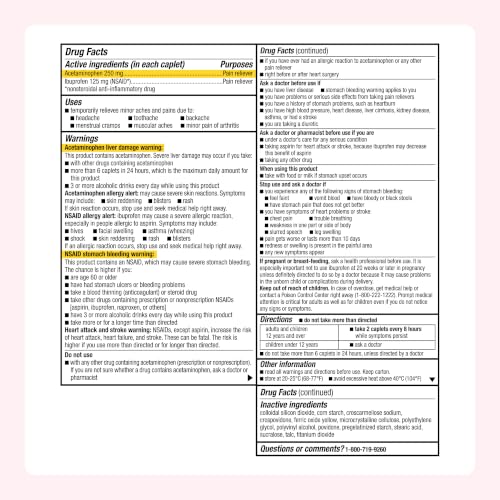 Amazon Basics Dual Action Acetaminophen 250 mg and Ibuprofen (NSAID) 125 mg Tablets, 216 Count (Previously Care) - image 6