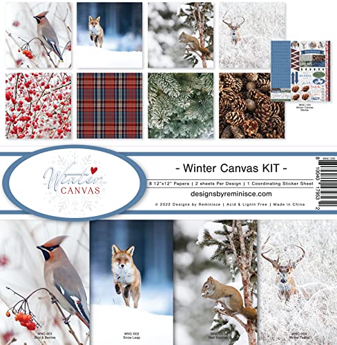 Kit Reminisce Winter Canvas 12x12 pouces pour scrapbooking et loisirs créatifs d'hiver