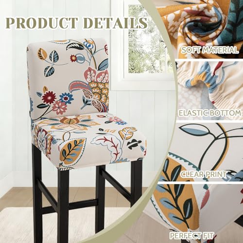 Image of Bar Stool Covers Counter Chair Slipcovers Set of 2,Color 03 | Stretch Barstool Seat Covers,Washable Removable Pub Tall Stool Slipcover,Bar Chair Cover for Kitchen Dining Room Cafe