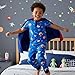 PATPAT Kids 3-Piece Pajama Sets with Bamboo Viscose,Soft Snug Fit Pjs for Toddler Boys and Girls, All-Season Comfort Sleepwear Blue Space Size 5T