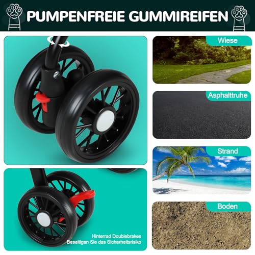 2-in-1 Hundebuggy bis 15 kg – Hundewagen & Katzenwagen klappbar mit Feststellbremse, Getränkehalter & Stauraum, Faltbarer Hunde Buggy für Reisen & Spaziergänge, 49.5×69.5×98 cm